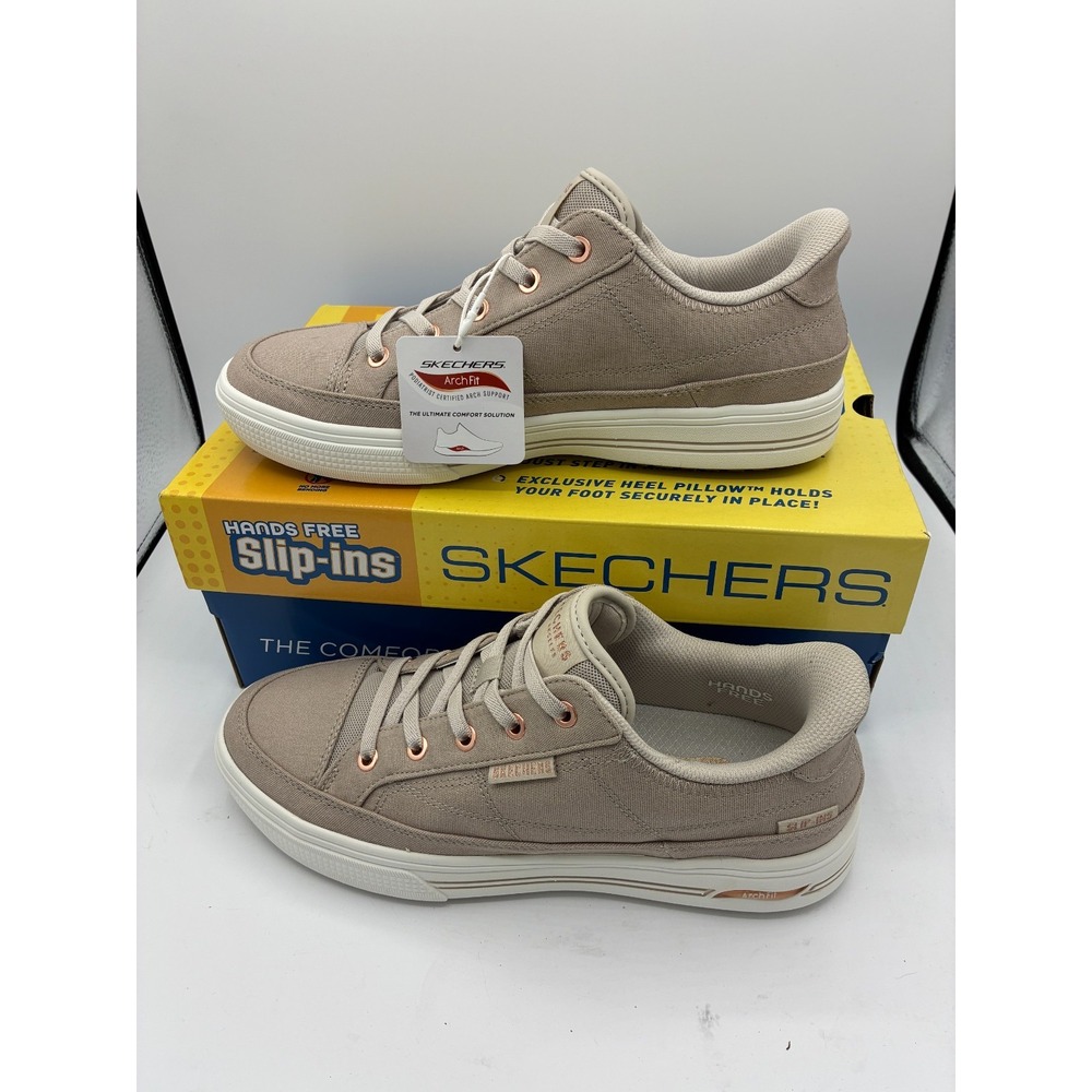 Skechers Slip-ins Arch Fit Arcade See Ya There Taupe Sneakers Womens Size 9